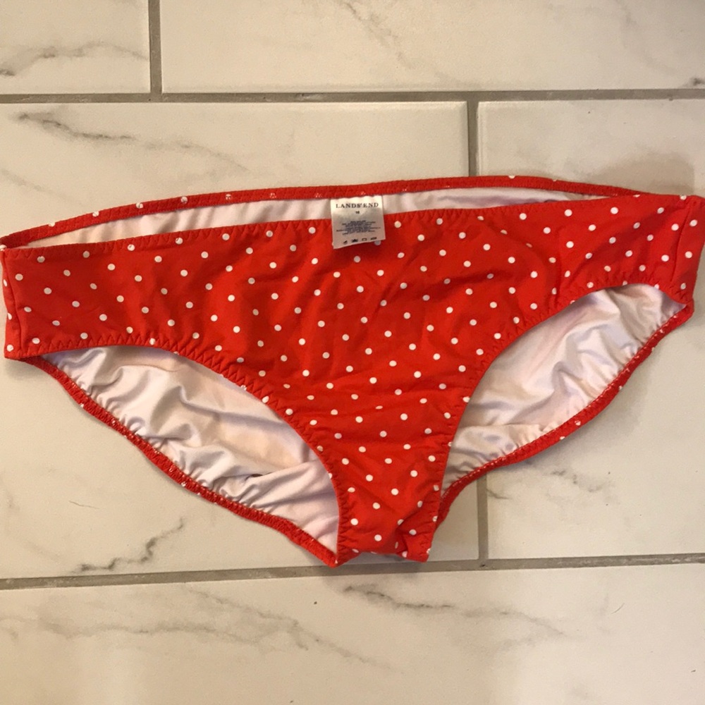 Orange and white dot swim bottom